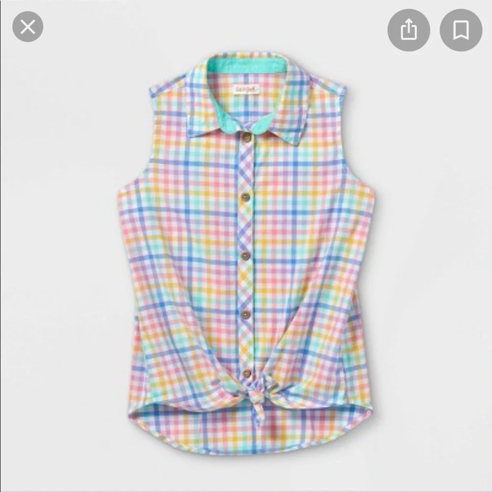 Cat & Jack Gingham Sleeveless Button-Down Top